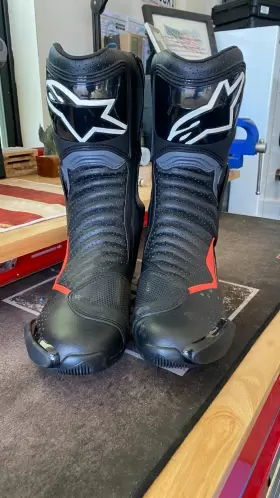 Smx-6 Alpinestars 033637936673 V2 Mens Leather Motorcycle Boots Black/gray/red