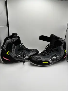 2.51032e Alpinestars 12 Faster 3 Rideknit Riding Shoes Black Gray Red Yellow Fluo Size 10.5