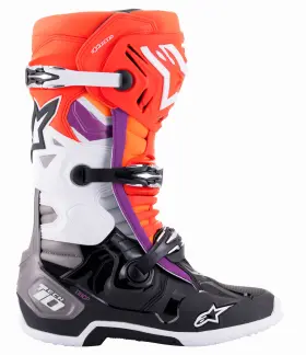 2010020-1332-8 Alpinestars Tech 10 Boots Black/flo Red/flo Orange/white Size 8