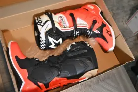 2010020-1332-9 Alpinestars Tech 10 Boots Size 9 Black/orange/white Motocross Mint