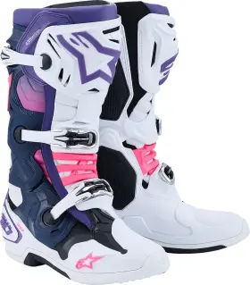 2010020-2780-10 Alpinestars Tech 10 Boots White Violet Navy Pink Fluo Us