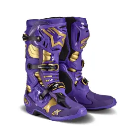 2010020-373-11 Alpinestars Tech 10 Champ Le Boots - Ultraviolet/gold/black Size 11