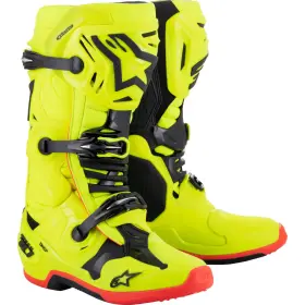 2010020-533-11 Alpinestars Tech 10 Boots - Yellow Fluo/black/red Fluo Size 11