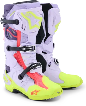 2010520-3150-8 Alpinestars Tech 10 Supervented Motorcycle Gloves Purple/yellow Fluorescent/diva