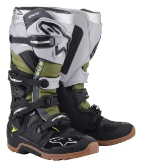 2012114-1916-12 Alpinestars Tech 7 Enduro Boots Blk/slvr/mltry Grn Sz 12