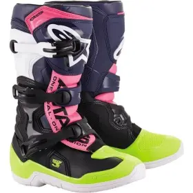 2014018-1176-8 Alpinestars Tech 3s Youth Boots Black/navy Blue/floyellow/pink - All Sizes
