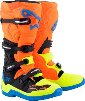 2015015-4755-8 Alpinestars Tech Fits 5 Boots - Orange Fluorescent/blue/yellow Fluorescent Us