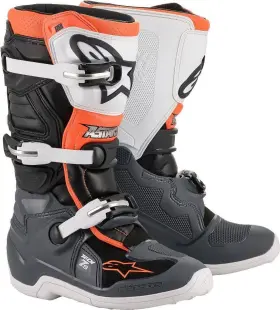 2015017-1124-04 Alpinestars Black/grey/white/flo Orange Sz 4 Tech 7s Youth Boots