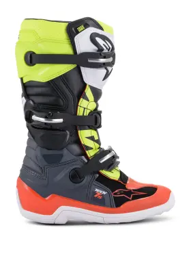 2015017-9058-7 Alpinestars Tech 7s Youth Boots Dark Grey/red Fluo/yellow Fluo Size 7