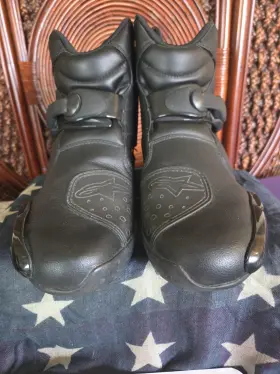 222408 Alpinestars Men S S-mx 2 Vented Low Cut Blk Leather Street Riding Boots Size 9m