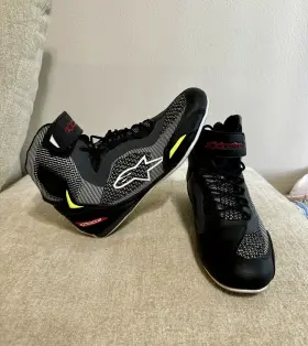 25103191315-8 Alpinestars Faster-3 Rideknit Black Grey Yellow Motorcycle Shoes Sz 11 13.5