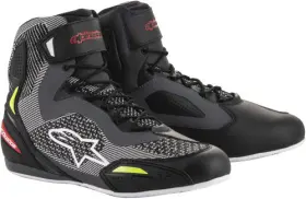 25103191315-9.5 Alpinestars Fluorescent Yellow Faster-3 Drystar Riding Shoe Black Gray 9.5