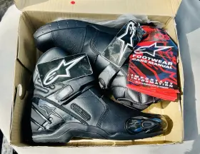 34010072 Alpinestars Men S S-mx 2 Black Leather Racing Boots/armored/size 12.5/iob