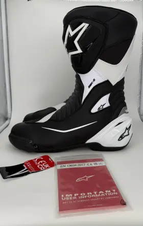 3404-1340 Alpinestars Smx S Motorcycle Road Racing Boots Mens 12.5 Eu48 Black White Ce 3404-1340 Alpinestars Smx S Motorcycle Road Racing Boots Mens 12.5 Eu48 Black White Ce