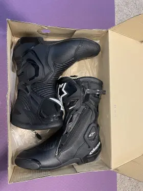 3404-1499 Alpinestars Mens Smx-plus V2 Motorcycle Boots Black Size Eu 46-