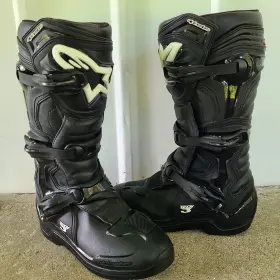 3410-1890 Alpinestars Tech 3 Motorcycle Boots Size 9 Mens Motocross Black And White