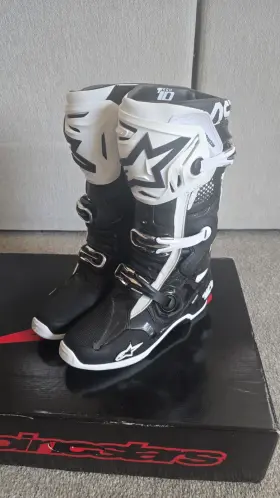 3410-2453 Alpinestars Tech 10 Motocross Boots Size Black White Mx Atv Quad