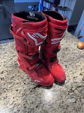 3410-2638 Alpinestars Tech 10 Motocross Boots Red Size Light Use