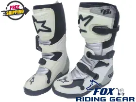 3411-0106 Alpinestars Tech 6s White Silver Riding Boot Motocross - Youth Sz4