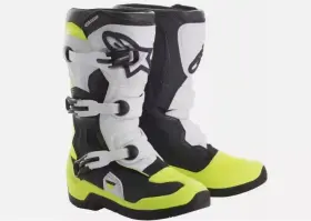 3411-0413 Alpinestars New Black/white/yellow Tech 3s Boots Youth Us Size 3
