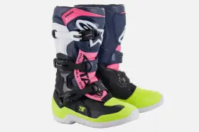 3411-0594 Alpinestars Youth Tech 3s Motocross Black/blue/pink Flourescent Boots