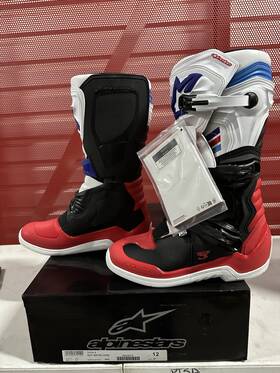 Alpinestars 482-29712 Tech 3 White/bright Red/dark Blue Adult Motocross Boot