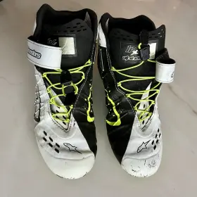 Al2712123-050 Alpinestars Tech 1 Kx V2 Karting Shoes Size 5 Black White Yellow Used