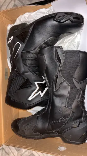 Bf001s Alpinestars Svx Motorcycle Street Boots Men 46 Eu 12 Us Black Racing Tech Series