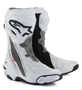 2220 Alpinestars Md Supertech R Vented Motorcycle Motorbike Boots White Size 44