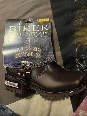 Biker Boot Straps Bbs/ds6 Silver Eagle 6 Inch Biker Boot Straps Bbs/ds6 Silver Eagle 6 Inch