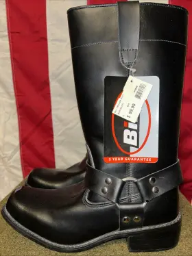 Bilt 884475033066 Cruiser Black Leather Slip On Motorcycle Boots Mid Calf Mens Sz 11