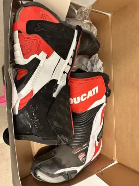 981028843 Ducati Corse Red Black White Motorbike Racing Leather Boots Protective Shoes