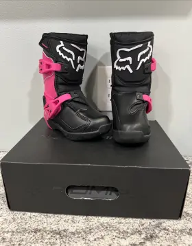 24015-285-11 Fox Racing Kids Comp Boots Youth Dirtbike Motocross Protective Sz K11 Pink Black