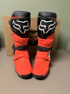 29682-824-9.5 Fox Racing Motion Mx Motocross Boots Flo Org Size 9.5 Off-road Dirt
