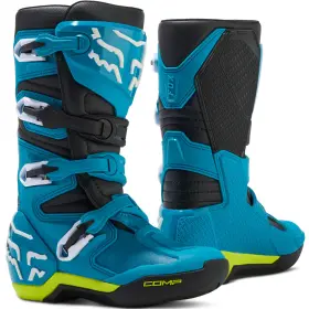 30471-026-8 Fox Racing Youth Comp Off-road Boots Buckle Closure Full Coverage Blue/yellow