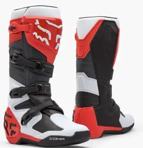 36362-047-10 Fox Racing Comp White Flo Red Mx Boots Mens 10