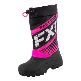 220740-1090-33 Fxr Youth Boost Snowmobile Boots Fully Waterproof Heavy Duty Black/fuchsia