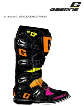 2174-108-47 Gaerne Sg12 Le Boots Black/orange/pink Sz 12