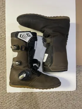 2522-013-14 Gaerne Balance Trials Boots Brown Oiled Leather Size 14 Mx Motocross Bike Riding