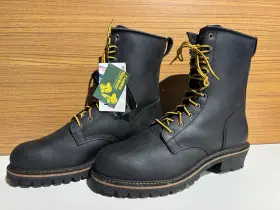 09085 Golden Retriever Steel Toe Black Motorcycle Boots Size 14ee