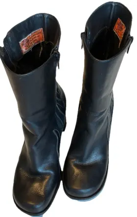 81676 Harley-davidson Scorch Womens 9m Black Leather Flame Biker Boots Twin Zip