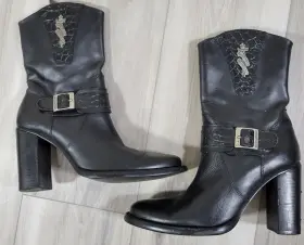 84042 Harley-davidson Inch Danielle Black Heel Boots 6.5