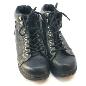 84280 Harley-davidson Motorcycle Boots Women Size 8 Leather Black Lace Up