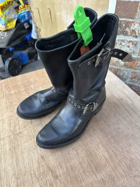 85130 Harley-davidson Vintage Hd Motorcycle Black Leather Boots Women S Us9 Uk7