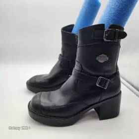 85303 Harley-davidson Side Zip Gypsy Black Boots Double Buckle Womens Sz 7.5 85303 Harley-davidson Side Zip Gypsy Black Boots Double Buckle Womens Sz 7.5