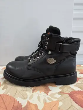 91017 Harley-davidson Mens 9.5 Eu 42.5 Black Leather Motorcycle Ankle Boots
