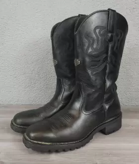 91089 Harley-davidson Hd Boots Mens 10.5 Black Motorcycle Western Riding Leather