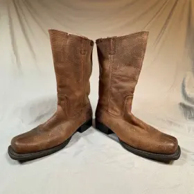 91428 Harley-davidson Motor Cycles Riding Boots Size 9 Brown Genuine Leather