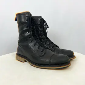 93054 Harley-davidson - Y2k Black Leather Lace Up Motorcycle Biker Boots
