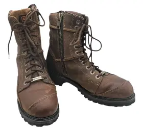 94044 Harley Davidson Motorcycle Boots Mens 9.5 Brown Leather Side Zip Stock No
